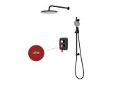 One handle brass shower system D35, Rose series, black + red, a-five