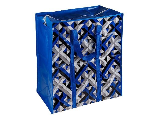 Shopping bag with a zipper, blue pattern, 50x55x25 cm, PERFECTO LINEA
