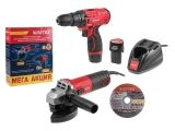 Set of power tools WORTEX angle grinder AG 1209-3 + cordless screwdriver BD 1215 Li