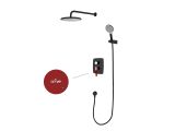 One handle brass shower system D35, Rose series, black + red, a-five