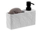 Soap dispenser with sponge holder PEARL, white, PERFECTO LINEA