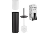 Toilet brush with holder, black, stainless steel, PERFECTO LINEA