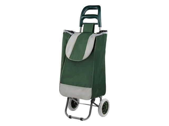 Shopping trolley bag on wheels 30 kg, green, striped, PERFECTO LINEA