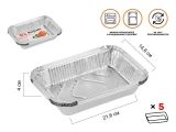 Aluminium foil pans, rectangular, 5 pcs., 21.6х14.6х4.0 cm., PERFECTO LINEA