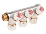 Manifold 3/4&quot;, 3 ways with valves (16 x 2,0), AV Engineering