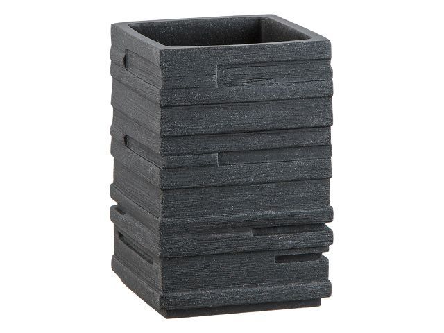 Toothbrush cup WEATHERED SAND, black, PERFECTO LINEA