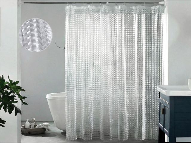 Shower curtain (12 rings included), 180x180 cm, Aura, 3D crystal, PERFECTO LINEA
