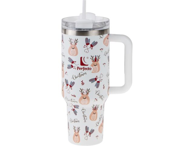 Thermo mug with straw, 1180 ml, stainless steel, Nordic Charm, Styley series, PERFECTO LINEA