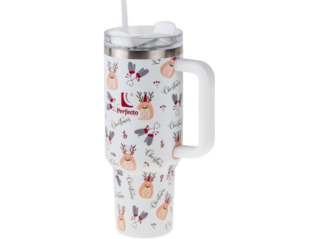 Image 2 Thermo mug with straw, 1180 ml, stainless steel, Nordic Charm, Styley series, PERFECTO LINEA