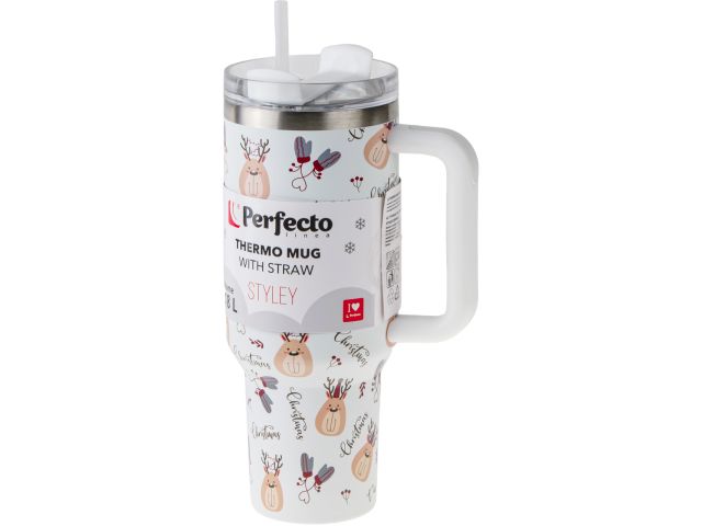 Image 3 Thermo mug with straw, 1180 ml, stainless steel, Nordic Charm, Styley series, PERFECTO LINEA