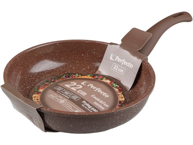Image 1 Frying pan 22х5.3 cm, aluminum, non-stick coating, Cook&amp;Fun series, cocoa, PERFECTO LINEA