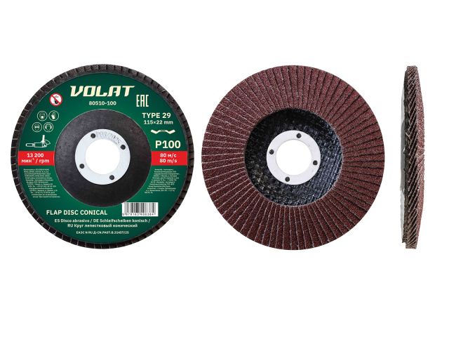 Image 1 Flap disc conical T29 115x22mm 100grit VOLAT