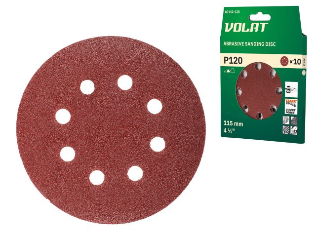 Image 1 Velcro sanding disc 115mm 8 holes P120 10pcs/pack VOLAT