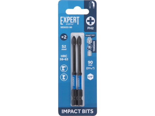 Impact screwdriver bits PH2 90mm 2pcs EXPERT STARTUL