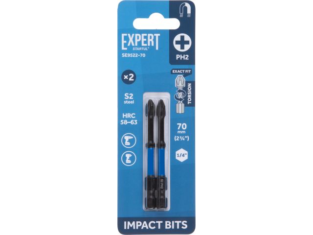 Impact screwdriver bits PH2 70mm 2pcs EXPERT STARTUL