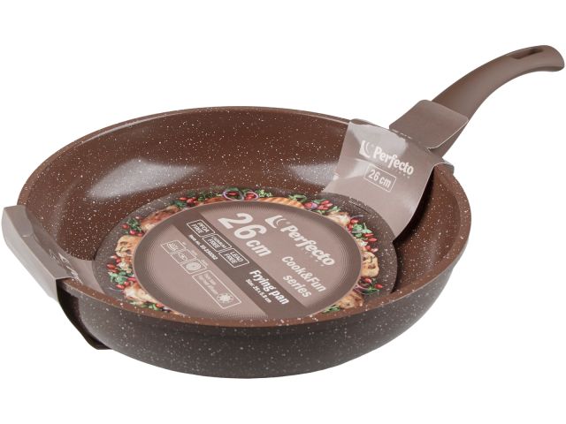 Frying pan 26х5.8 cm, aluminum, non-stick coating, Cook&amp;Fun series, cocoa, PERFECTO LINEA