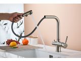 Watch image 4 Kitchen faucet (Lt) D35, Boreal Satin with drinking water tap, a-five
