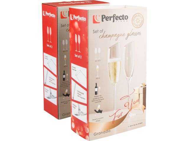 Image 5 Set of champagne glasses, 2 pieces, 180 ml, Granada series, PERFECTO LINEA
