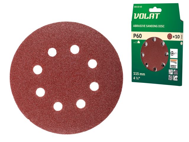 Image 1 Velcro sanding disc 115mm 8 holes P60 10pcs/pack VOLAT