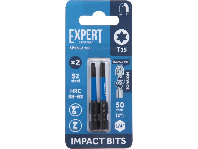 Image 1 Impact screwdriver bits T15 50mm 2pcs EXPERT STARTUL