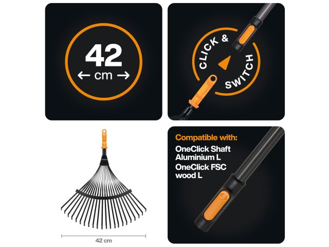 Image 4 Fiskars OneClick Leaf Rake metal fan