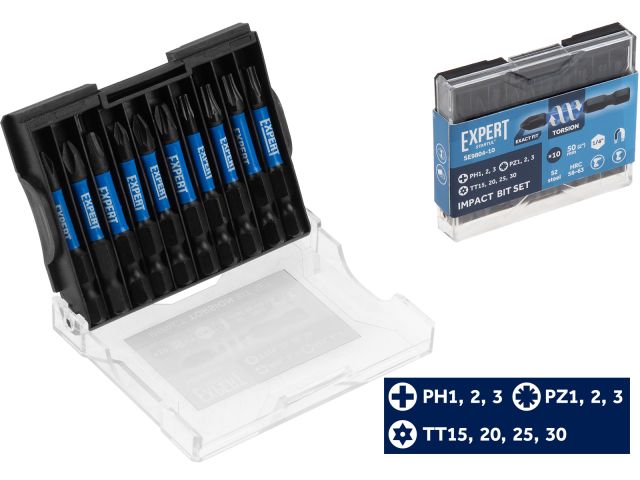 Impact screwdriver bit set PH,PZ,TT 50mm 10pcs EXPERT STARTUL