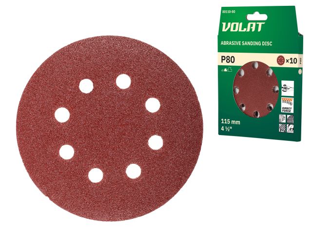 Image 1 Velcro sanding disc 115mm 8 holes P80 10pcs/pack VOLAT