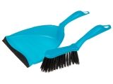 Brush sweeper + dustpan with elastic band (cleaning set), Solid, blue, PERFECTO LINEA