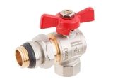 Angle ball valve 3/4&quot; m.-f. flag handle (with straight fitting) PN40, AV Engineering