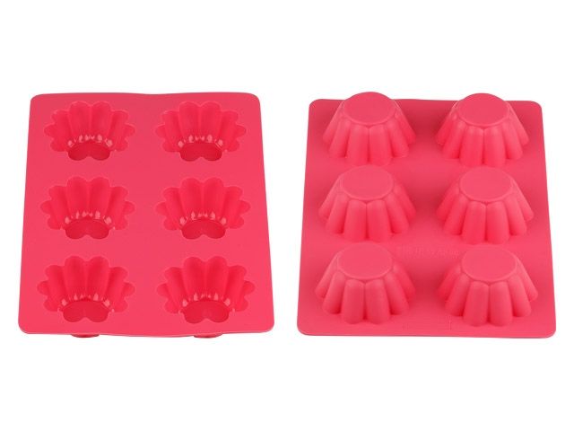 Silicone baking form, rectangular. for 6 cupcakes, 25.5 x 18 x 3 cm, FRUIT DOVE, PERFECTO LINEA