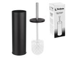 Toilet brush with holder, black, stainless steel, PERFECTO LINEA