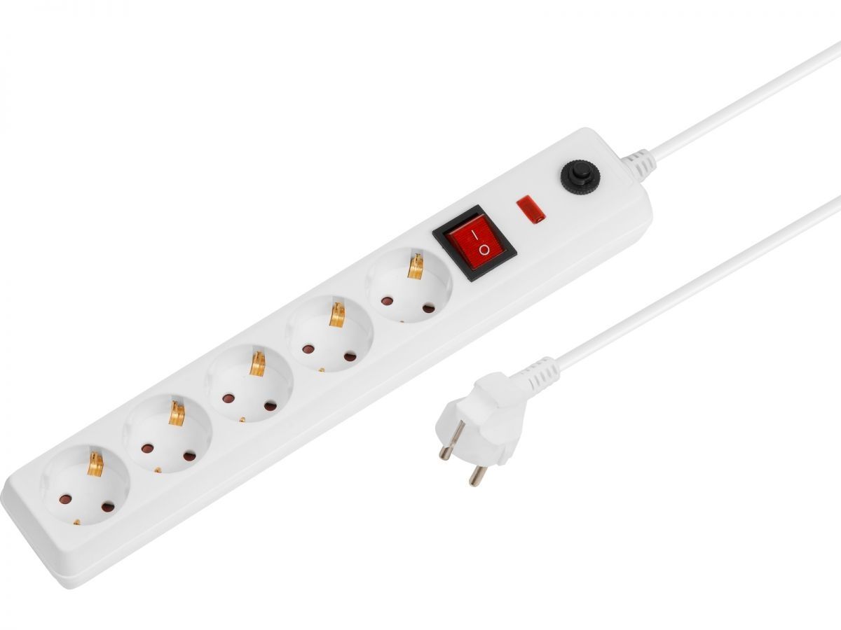 Extension cord with 10A power filter, 5 sockets; 5m;with grounding ...