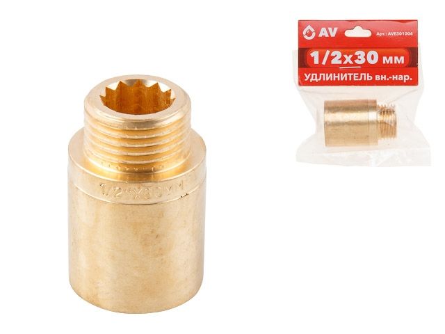 Long fitting 1/2" f.-m. x 30 mm, AV Engineering
