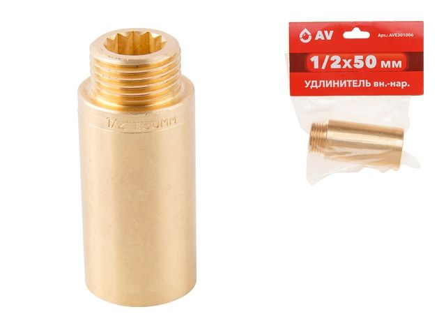 Long fitting 1/2" f.-m. x 50 mm reinforced, AV Engineering