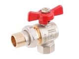 Angle ball valve 3/4&quot; m.-f. flag handle (with straight fitting) PN40, AV Engineering