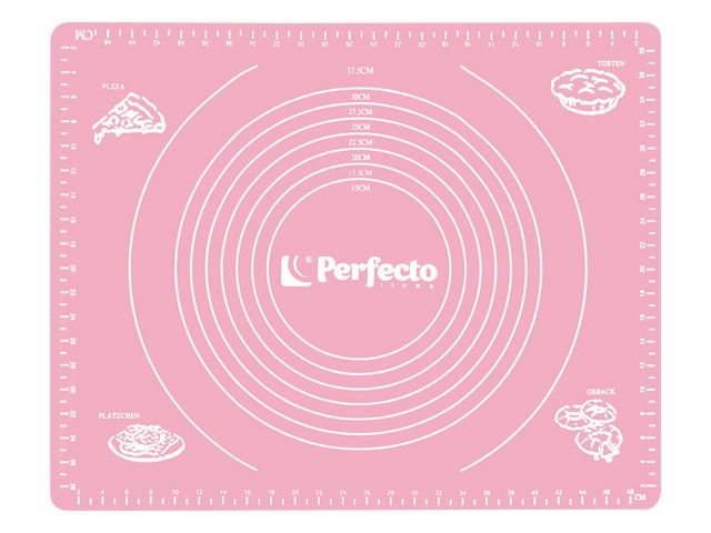 Dough mat with measured divisions, silicone, 50x40 cm, PINK, PERFECTO LINEA