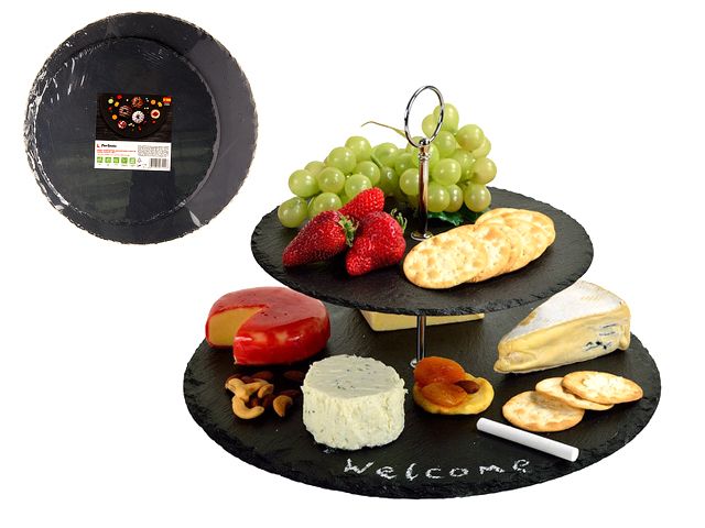 Two-tier slate tray, d 20/25 cm, PERFECTO LINEA