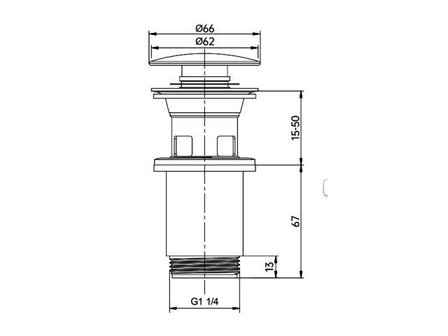 Image 4 Washbasin outlet click/clack, large cover with overflow, chrome, 1 1/4”, AV Engineering
