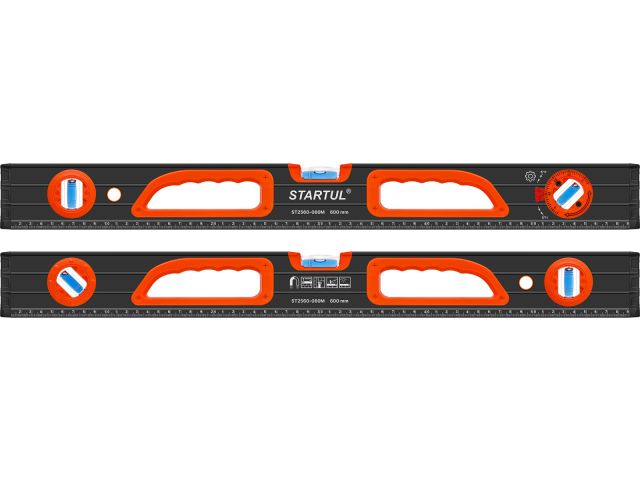 Image 1 Spirit level 600mm 3 vials: 90° 180° 45° with magnets STARTUL PROFI