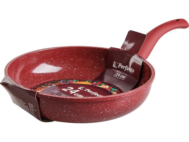Frying pan 24х5.5 cm, aluminum, non-stick coating, Cook&amp;Fun series, burgundy, PERFECTO LINEA