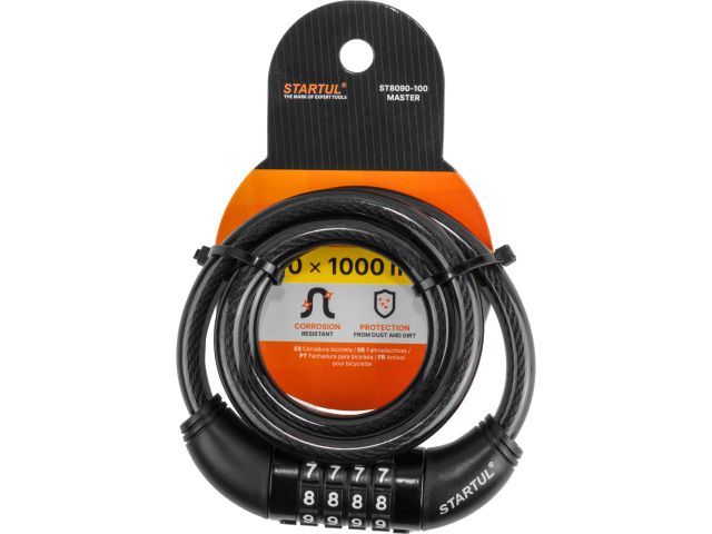 Combination bicycle code lock 10*1000mm STARTUL MASTER