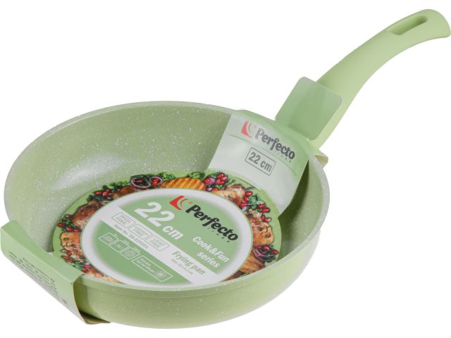 Frying pan 22х5.3 cm, aluminum, non-stick coating, Cook&amp;Fun series, green, PERFECTO LINEA