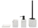 Bathroom accessories set, 4 items, MARBLE, white, PERFECTO LINEA