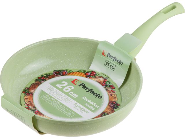 Frying pan 26х5.8 cm, aluminum, non-stick coating, Cook&amp;Fun series, green, PERFECTO LINEA