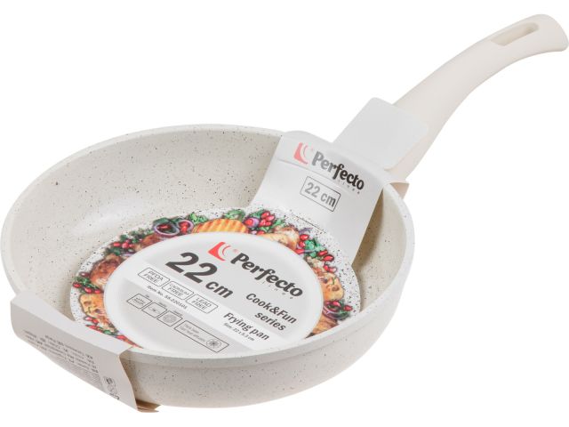 Frying pan 22х5.3 cm, aluminum, non-stick coating, Cook&amp;Fun series, beige, PERFECTO LINEA