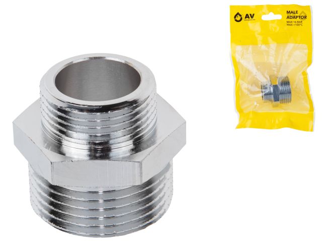 Male adaptor 1" m. х 3/4" m. CHROME, AV Engineering