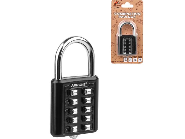 Combination padlock, black, ARIZONE
