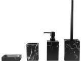 Bathroom accessories set, 4 items, MARBLE, black, PERFECTO LINEA