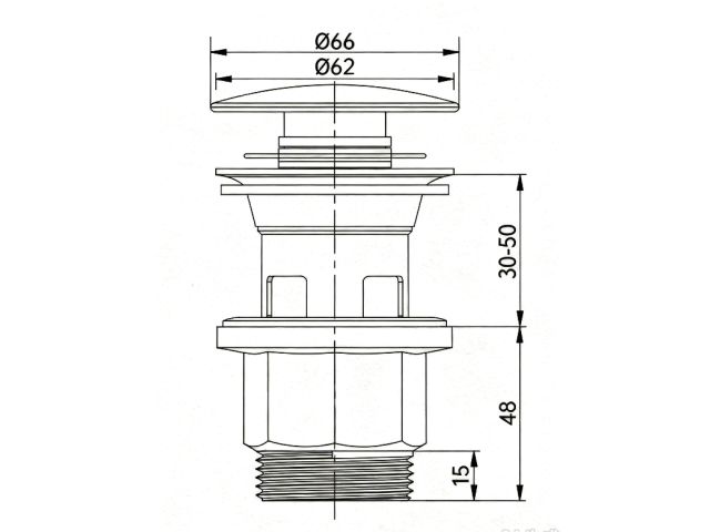 Image 4 Washbasin outlet click/clack, large cover with overflow, chrome, 1 1/4”, AV Engineering