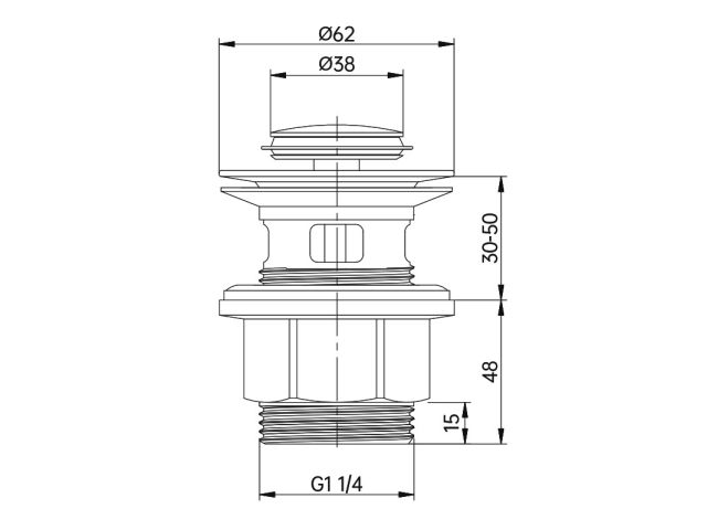 Image 4 Washbasin outlet click/clack, small cover with overflow, chrome, 1 1/4”, AV Engineering